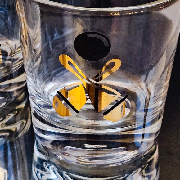 VTG MCM Bowling Gold & Black Lowball Glasses - Picture 3 of 4